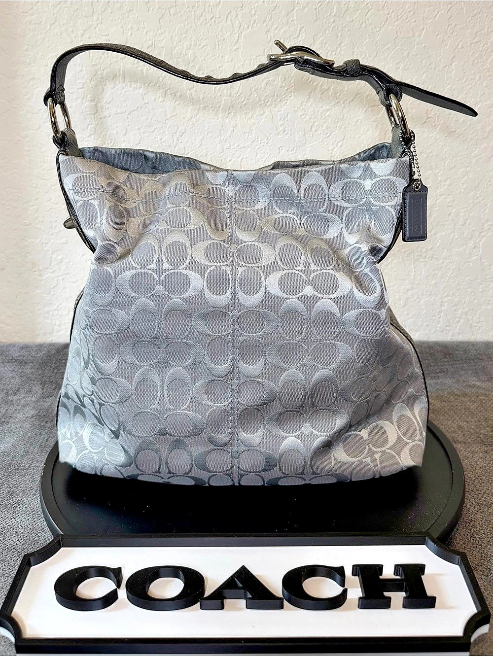 Coach Penelope Grey Signature Exotic Trim Hobo No. C1176-F16538